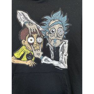 Rick and Morty Look Morty! Pullover Hoodie Black Port Company Size Large